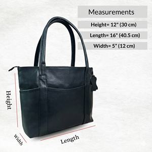 Sac à main vintage en cuir véritable pour femme, style cabas, sac à bandoulière, cadeau de la Saint-Valentin, sac de shopping 16 pouces (noir) - Product Image 6