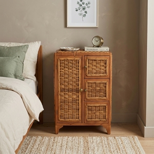Nouvelle console de rangement en rotin tressé et bois, style moderne et minimaliste, avec tiroirs, pour l'intérieur - Vente en gros - Product Image 3
