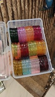 Ensemble de bracelets en verre de style cachemire, transparents et colorés, plaqués or, légers, assortis, pour femmes indiennes, pour mariage