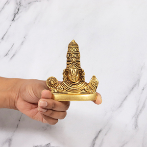 Busto de Latón Hecho a Mano del Dios Perumal (Venkateswara) para Decoración del Hogar, Regalo de Puja, 8.5 cm - Product Image 5