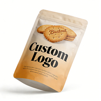 Sacs à biscuits refermables imprimés sur mesure, emballages en plastique pour biscuits, pochette autoportante avec fermeture à glissière, sac scellé