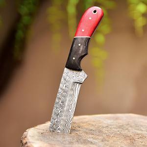 Cuchillo de caza y vaquero occidental de acero de Damasco con espiga recta, mango de hueso de camello, patrón de gota de lluvia, para camping y desollado, OEM/ODM - Product Image 4