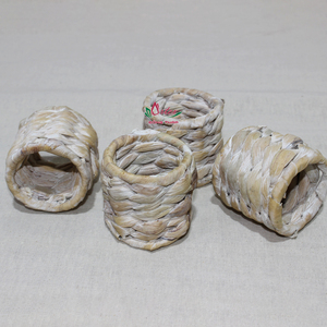 Ensemble d'anneaux de serviette en jacinthe d'eau tissés à la main, décoration de table bohème écologique pour la cuisine. - Product Image 6