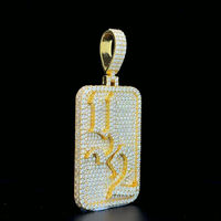 Pendentif Moissanite Rectangulaire Personnalisé en Usine S925 10K 14K 18K Plaqué Or Pendentif VVS1 D Moissanite Diamant Nombre Pendentifs