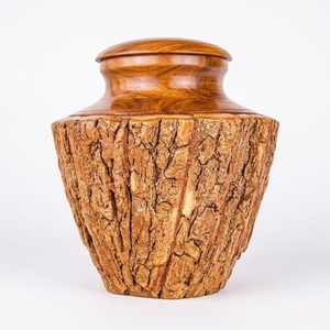 Modern Handcrafted Natural Bark Wooden Cremation Urns For Human Ashes Adult Funeral <b>Memorial</b> <b>Keepsake</b> <b>Box</b> With Lid For Burial - Product Image 1