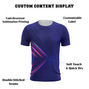 Camiseta Deportiva Personalizada para Hombre, Color Azul Oscuro, con Gráfico de Flecha Lineal Neón, Impresión por Sublimación - Product Image 4