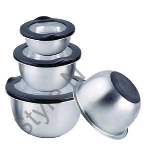 ชามผสมอาหารสแตนเลสสตีลพร้อมฝาปิดแบบซีทรู,ชามใส่สลัดใช้ในครัว - Product Image 1