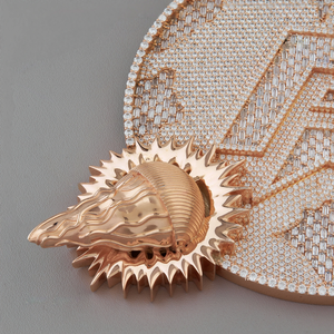 Rose Gold Plated Themed Pendant With Star And Dragon Design Crystal Rhinestone Inlay Vintage Style Unisex Charm - Product Image 4