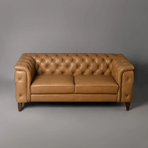Sofá Chesterfield de Cuero de 2 Plazas, Diseño Moderno, Ecológico, para Uso Comercial en Exteriores, Tapizado Personalizado - Product Image 2