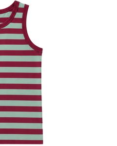 <b>Maroon</b> Mint Green Striped Men Cotton Tank <b>Top</b> Sleeveless Vest Casual Summer Gym Fitness Shirt Breathable Loose Fit Streetwear - Product Image 4