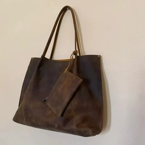 Bolso Tote de Cuero Vintage para Mujer, Bolso Casual de Cuero Genuino - Product Image 1