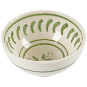 Handcrafted Ceramic Serving Bowl with <b>Green</b> Stripe Detailing Deep Glazed Finish for Modern Kitchen Table Styling - Product Image 2