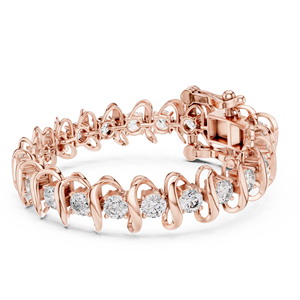 Ensemble de bracelets tennis de luxe en or rose 18 carats plaqué rhodium, avec diamants de laboratoire taillés, 11,0 carats, pierres latérales taillées, certifiés, pour usage quotidien et professionnel - Product Image 1