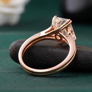 14K Gold Solitaire Engagement <b>Ring</b> 3.02 CT Lab Grown Marquise Cut Emerald Cut Diamond VVS1 Clarity Bezel Bridal Wedding <b>Ring</b> - Product Image 4
