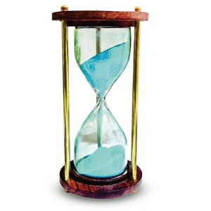 Sablier vintage en bois et laiton, design antique, horloge à sable pour la maison de luxe et le bureau - Product Image 4