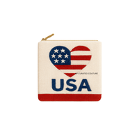 Porte-monnaie brodé à la main pour le 4 juillet, orné de perles, conçu comme une pochette patriotique pour la fête de l'Indépendance avec des détails de feux d'artifice festifs