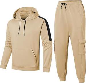 Conjunto deportivo superior para hombre, 2 piezas, sudadera con capucha, pantalón cargo, conjunto para calentamiento, entrenamiento y gimnasio. - Product Image 1