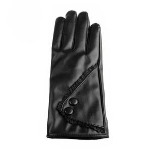 Leather Gloves Wrist Length Black Plain Style <b>Thermal</b> Winter Casual Wear <b>Wool</b> Lined Eco-Friendly Breathable - Product Image 3