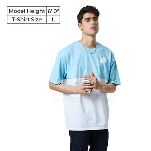 เสื้อยืดสตรีทแวร์ผู้ชายสีตัดกัน ดีไซน์ล่าสุด เสื้อยืดผู้ชายทรงหลวม - Product Image 5