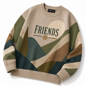 Pull en tricot à col rond pour homme, motif géométrique, pull oversize décontracté, vêtements d'automne - Product Image 4