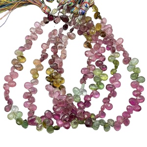 ลูกปัดทัวร์มาลีนทรงลูกแพร์เจียระไนคุณภาพสูง ลูกปัดอัญมณีธรรมชาติทรงอัลมอนด์สำหรับทำเครื่องประดับ - Product Image 1