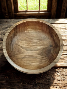 Bol en bois naturel fait main : Plat de service rustique pour salade - Product Image 4