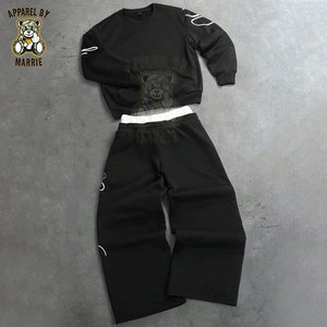 Wholesale Cotton Blend Joggers <b>Set</b> Men Heavyweight Custom Printing Logo OEM Label Pull Over Sweatshirt and <b>Sweatpants</b> <b>Set</b> Winter - Product Image 2