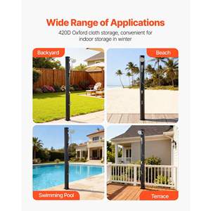 Douche extérieure chauffée au solaire de 10,6 gallons, 6,7 pieds de haut, pomme de douche de 6,7 pieds, robinet à main pour pied, réglage de l'eau chaude et froide, noir - Product Image 6