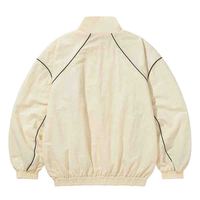 Blouson Unisexe Noir Style Racer Col Montant Fermeture Éclair Décontracté Chic Imperméable Respirant Coupe-Vent Polyester Automne Ample