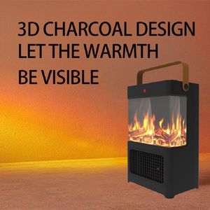 Calentador de chimenea eléctrico de 1500W, llama LED 3D portátil, doble seguridad para el hogar, oficina, uso interior con decoración navideña - Product Image 3