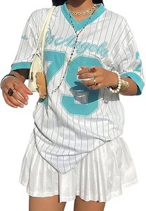 Shirts for Women <b>Y2k</b> Oversized T Shirt Striped Number Graphic Tees V Neck Half Sleeve Streetwear <b>Tops</b> - Product Image 4