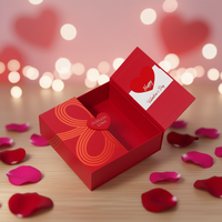 Boîte d'emballage rigide magnétique en papier rouge premium, impression personnalisée du logo, vente en gros, pour emballages cadeaux de la Saint-Valentin
