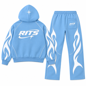 Conjunto Deportivo RITS para Niños, Sudadera con Capucha y Pantalones Azules con Diseño de Llamas, Transpirable, de Poliéster, para Primavera - Product Image 6