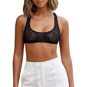 Soutien-gorge de sport athlétique sans couture en maille, haute densité, élastique, anti-frottement, confortable et ajusté, pour l'entraînement - Product Image 5