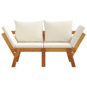 Banc de jardin 2-en-1 réglable en bois d'acacia massif blanc crème, bancs de patio - Product Image 4