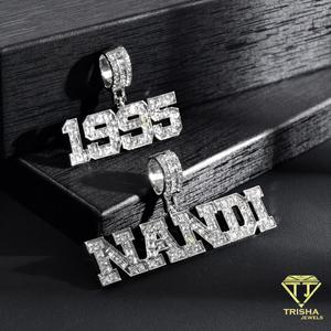 Collar con Colgante de Diamante Cultivado en Laboratorio de Lujo con Nombre CHRIS, Diseño de Letras en Bloque con Incrustaciones de Diamantes, Detalles Brillantes, Premium - Product Image 6
