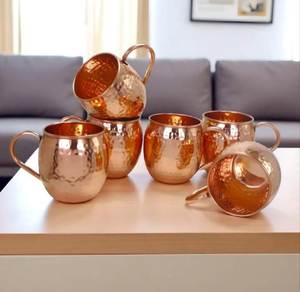 Tasses en cuivre au design traditionnel avec bienfaits pour la santé, pour la décoration de la maison et les cadeaux, fournisseur indien en gros - Product Image 2