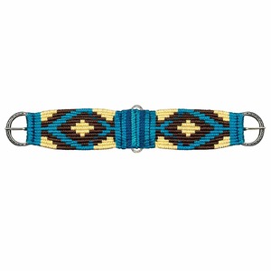 Cinchos de Lana Personalizables para Caballos: Halter de Cuero y Lana con Patrones Azules, Rojos y Negros, Anillos Metálicos Ajustables - Product Image 1