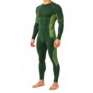 Ensemble de survêtement de compression respirant et extensible pour hommes, avec t-shirt à manches longues et leggings, idéal pour la course, l'entraînement, le fitness et le sport – Personnalisable - Product Image 3