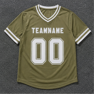 Maillot de basketball personnalisé respirant vert olive uni à col en V, manches courtes, imprimé, pour adultes, avec logo frontal - Product Image 1