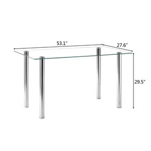 Tavolo da Pranzo in Vetro Trasparente e Ferro dal Design Semplice ed Elegante per Uso Domestico - Product Image 2