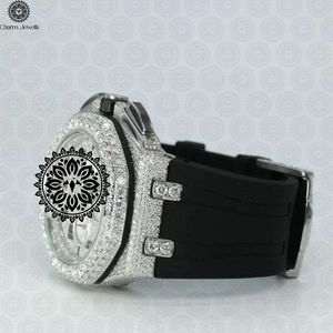 Montre de luxe Charm_Jewells en acier inoxydable glacé, boîtier 40 mm, cadran ajouré, analogique, mécanique, date automatique, bijoux de mode pour homme, 10 bars - Product Image 3