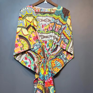 Floral Digital Printed Casual Summer Cotton <b>Kaftan</b> Dress Womens Beach Cover-Up Loungewear Asia Pacific Islands - Product Image 1