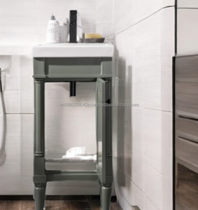 Meuble-lavabo moderne en bois massif et contreplaqué, à poser au sol, avec tiroirs à fermeture douce, facile à nettoyer, 17 pouces, pour usage hôtelier - Product Image 5