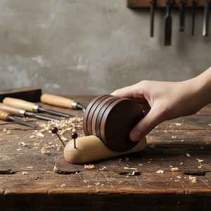 Juego de posavasos de madera premium hechos a mano UO con aspecto natural, ideales para crear una mesa de comedor estética, soporte con forma de caracol - Product Image 4