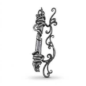 Poignée de portail en fer forgé résistant à la rouille avec un design élégant à motifs ouverts, style traditionnel, installation facile - Product Image 1