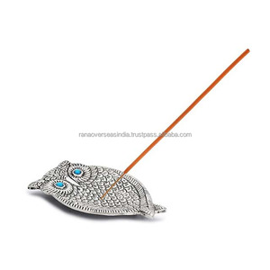 Soporte de Agarbatti de Metal con forma de búho artesanal de alta calidad con recogedor de cenizas perfecto para decoración del hogar, meditación y regalos - Product Image 2