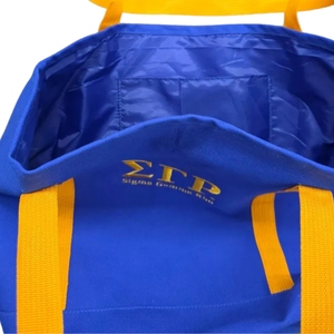 Bolsa de Mano de Lona para Mujer, Diseño Bordado con Letras Griegas, Reutilizable, Ecológica, Resistente al Agua, Bolso de Hombro Abierto para Compras - Product Image 5
