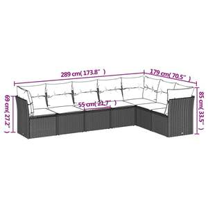 Set Divano da Giardino in Rattan PE Nero e Acciaio Verniciato a Polvere con Rivestimento in Poliestere - Product Image 3