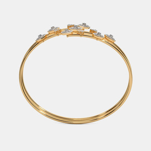 Triple Station Hexagon Diamond Gold <b>Bangle</b> <b>Bracelet</b> - Product Image 4